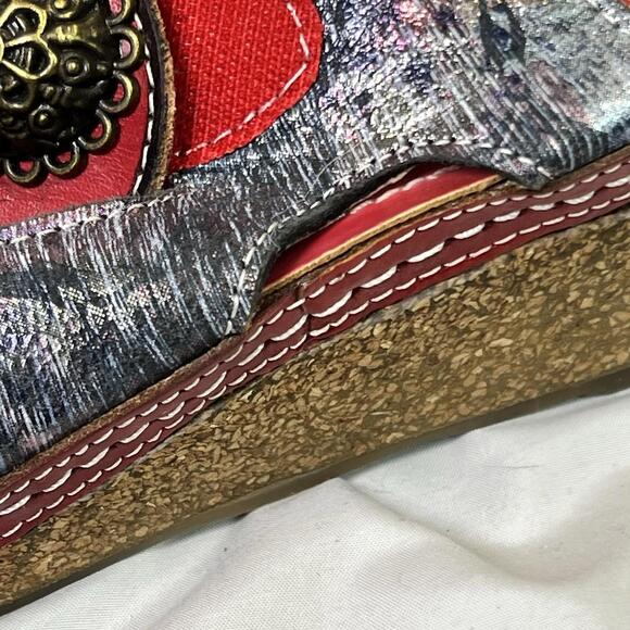 L'Artiste Sandals Women's Size EU 38 Red Tiffinal Wedge Leather VGUC Sz 7.5 - Picture 8 of 9